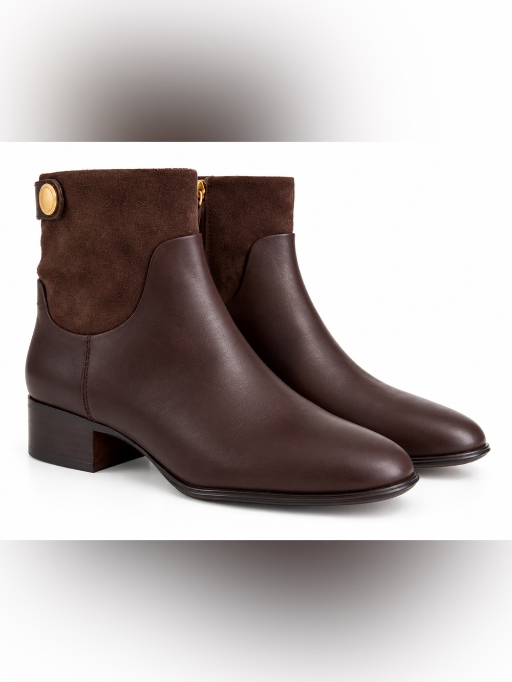 Franco Sarto Brown Leather & Suede Ankle Boots